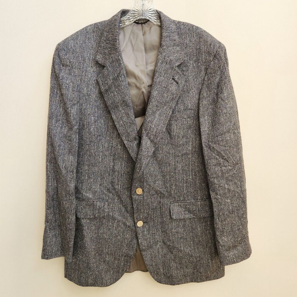 Peterborough Row Bloomingdales Blazer Men's 42L Silk Gray Heather Tweed Preppy